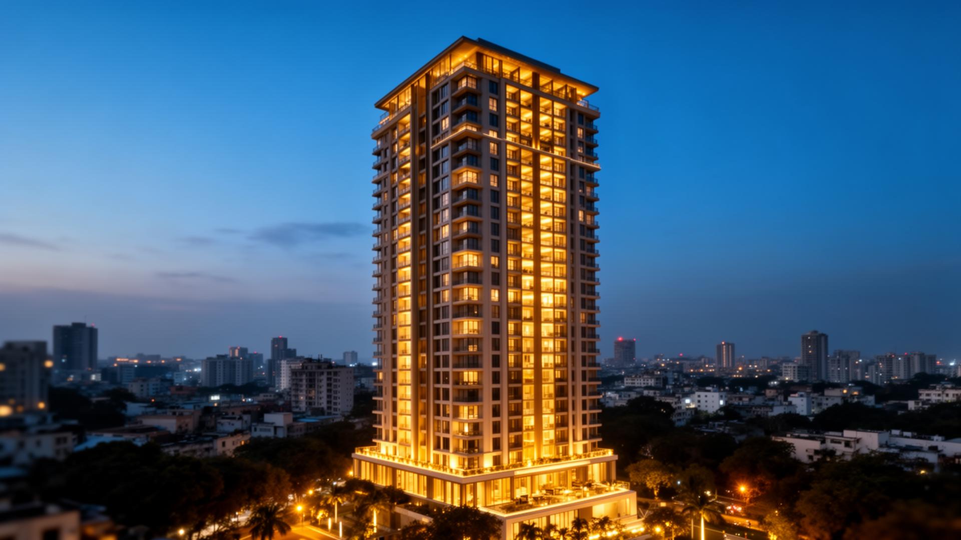CKPC Heart of Harmony residential tower at dusk in Bengaluru